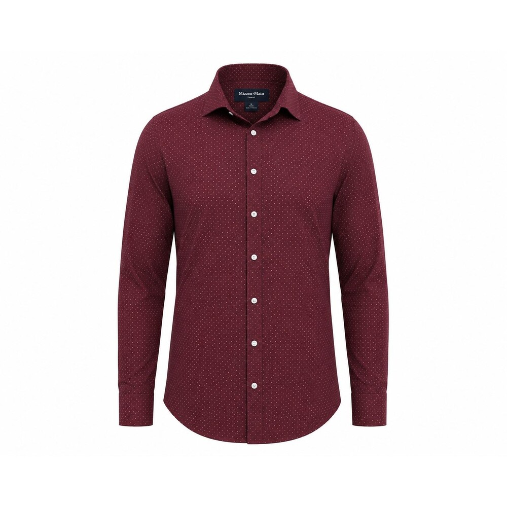 Mizzen + Main Leeward Men's Medium Burgundy Dot Long Sleeve Button Up Shirt